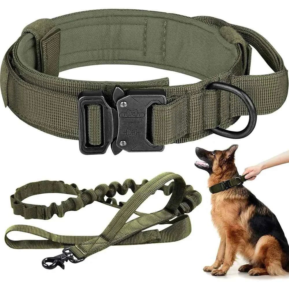 Heavy Duty Tactical Dog Collar with Anti-Pull Leash Set by Souths Cheap Stuff
