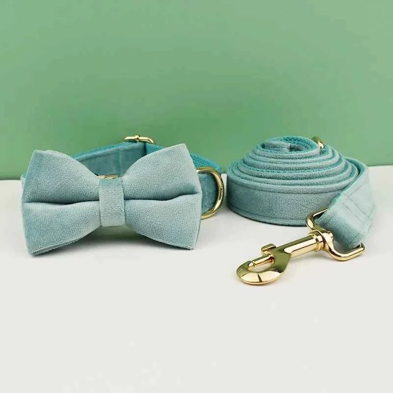 Luxury Velvet Dog Collar Leash Set, Adjustable Gold Leash for Stylish Dogs by Souths Cheap Stuff