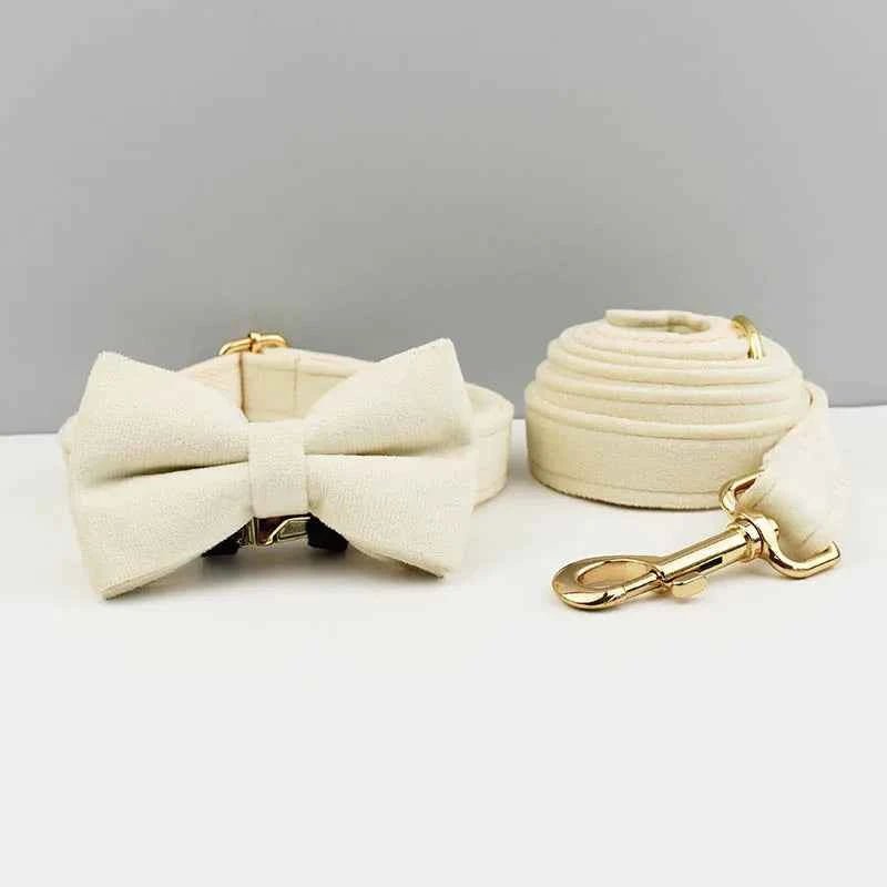Luxury Velvet Dog Collar Leash Set, Adjustable Gold Leash for Stylish Dogs by Souths Cheap Stuff