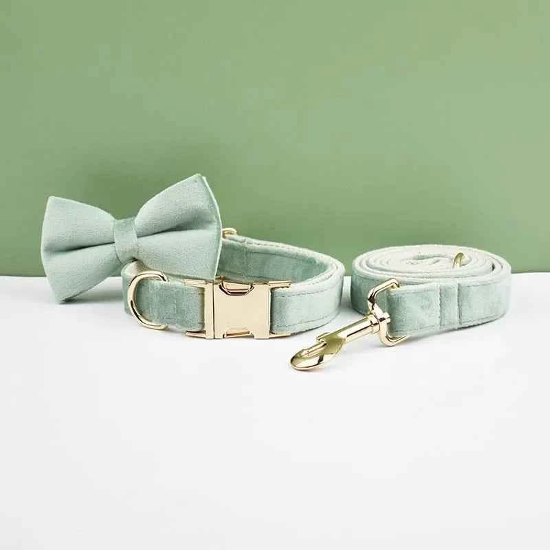 Luxury Velvet Dog Collar Leash Set, Adjustable Gold Leash for Stylish Dogs by Souths Cheap Stuff