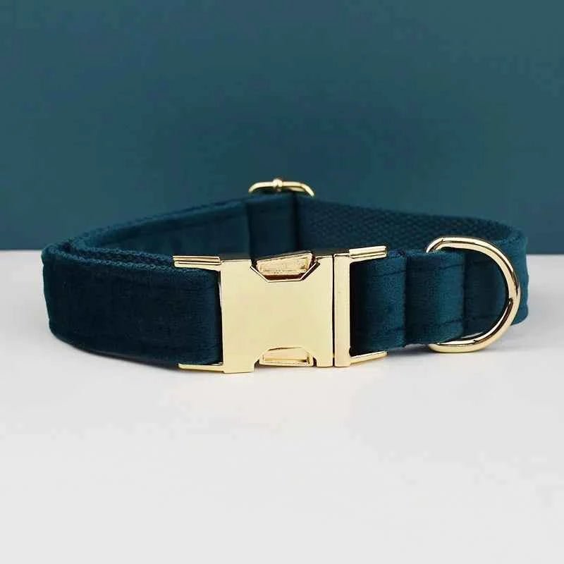 Luxury Velvet Dog Collar Leash Set, Adjustable Gold Leash for Stylish Dogs by Souths Cheap Stuff