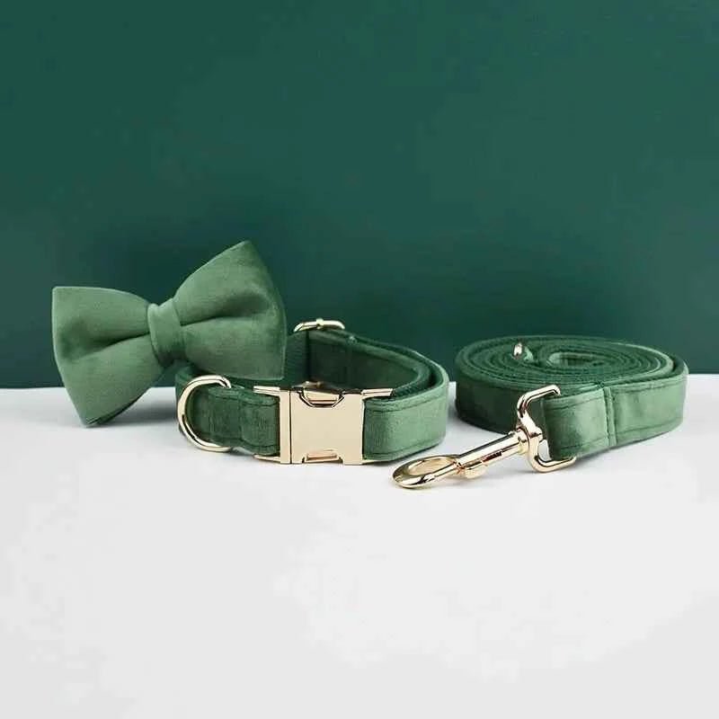 Luxury Velvet Dog Collar Leash Set, Adjustable Gold Leash for Stylish Dogs by Souths Cheap Stuff